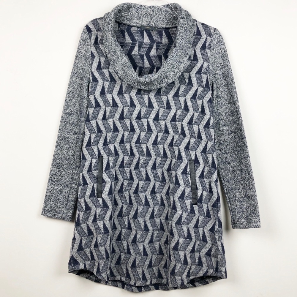 THML Cowl neck Knit Geometric Patterned Tunic